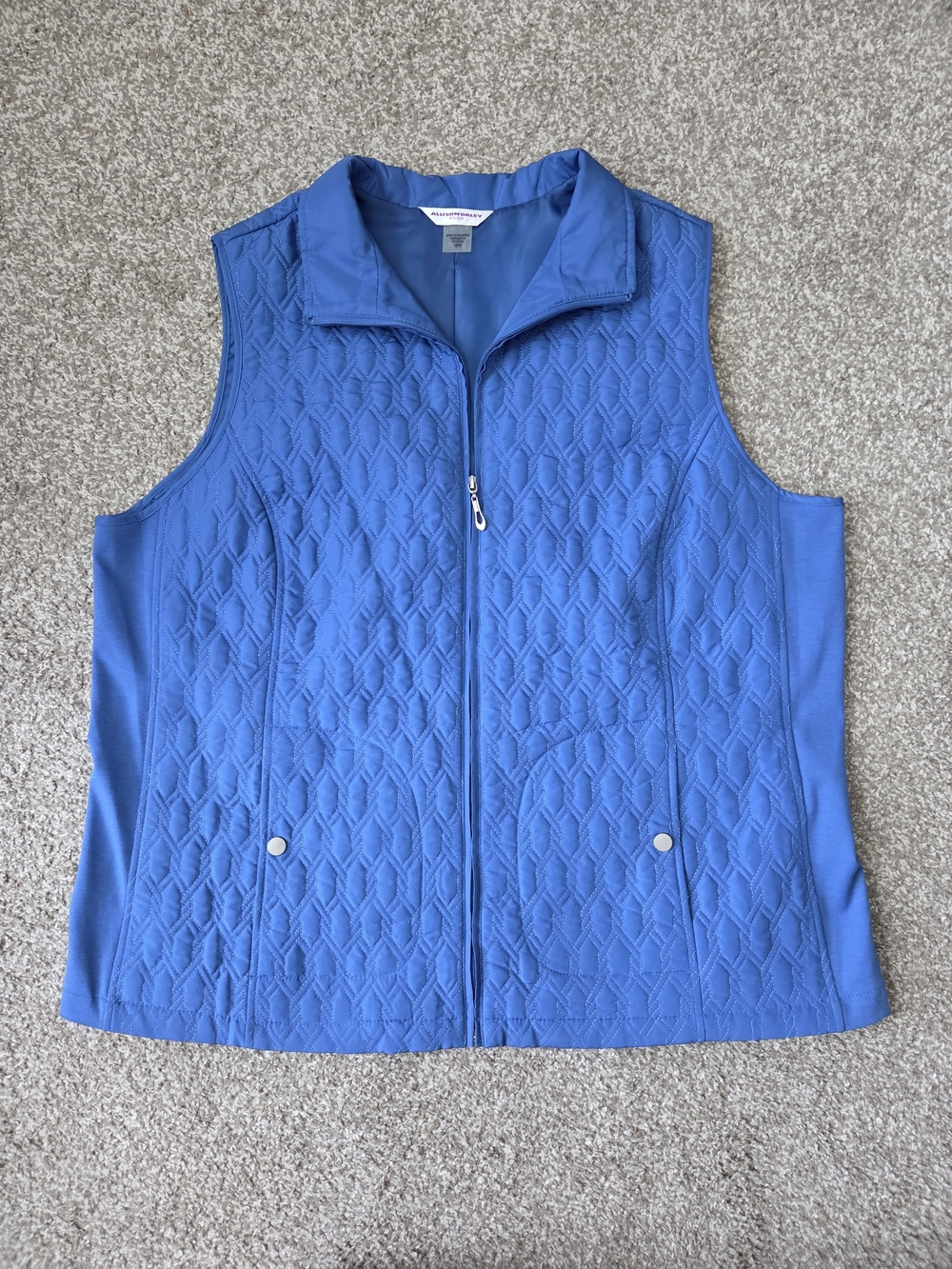 Allison Daley Plus Diamond Quilted Full Zipper Vest Royal Blue Sz 18W Pockets